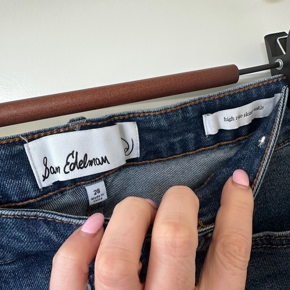 Sam Edelman High Rise Skinny Crop Blue Ankle Jeans - Picture 5 of 6